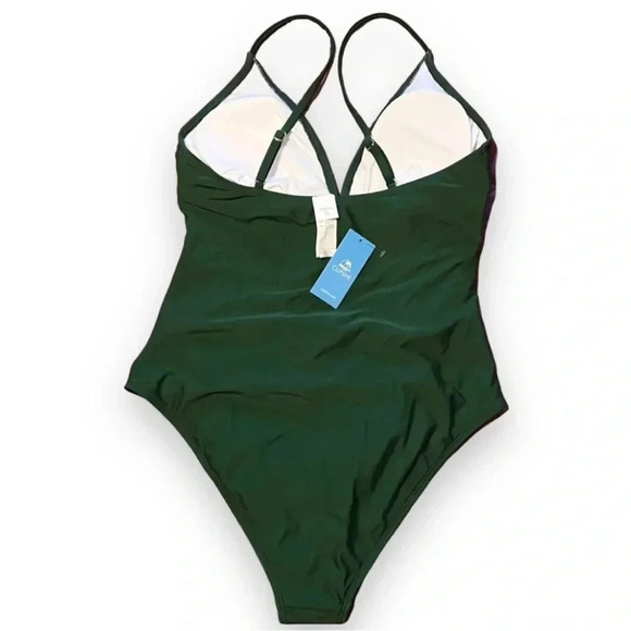 Cupshe Medium Army Green One-Piece Adjustable Strap Ruched Bathing Suit - Picture 5 of 6